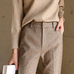 Colette Men's Herringbone Wool Trousers | Classic Regular Fit Casual Cord Pants for Men