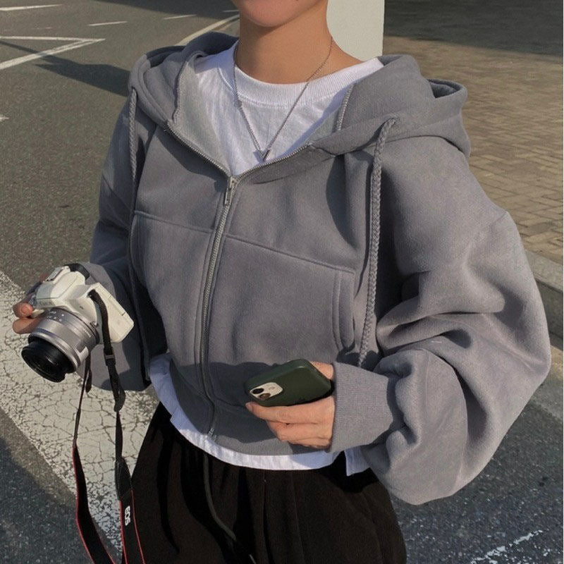 Deanne Women's Cropped Zip Up Hoodie | Oversized Fleece Crop Hoodie | Casual Streetwear Everyday