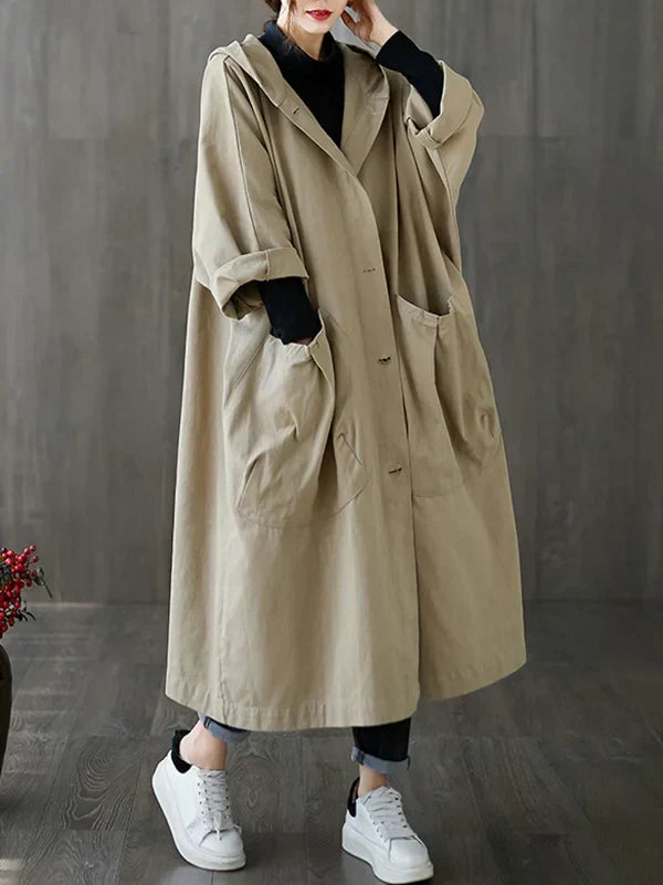 Portia Women's Longline Waterproof Trench Coat | Classic Tailored Hooded Trench Coat for Women | Chic Everyday Smart Casual