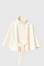 Ivanna Wool Coat Woman – Elegant High Collar with Removable Belt & Casual Cut