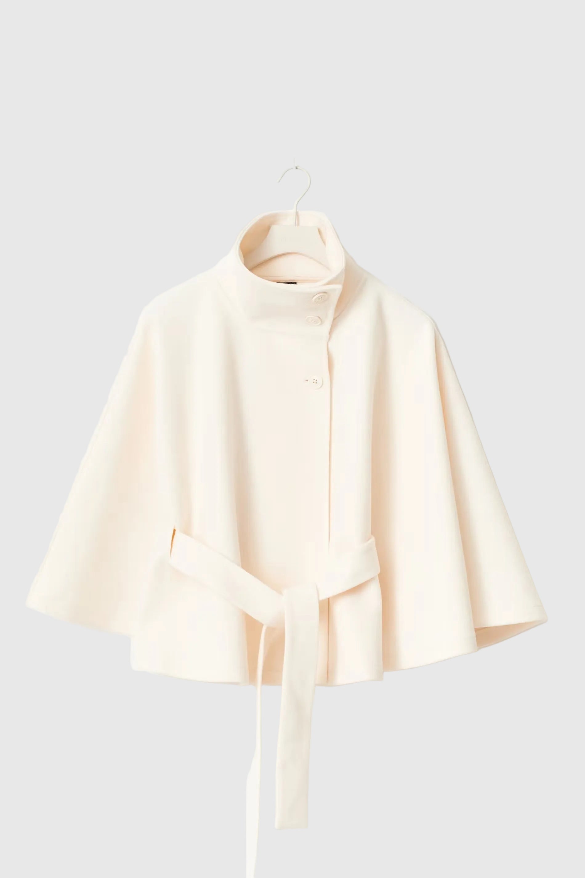 Ivanna Wool Coat Woman – Elegant High Collar with Removable Belt & Casual Cut