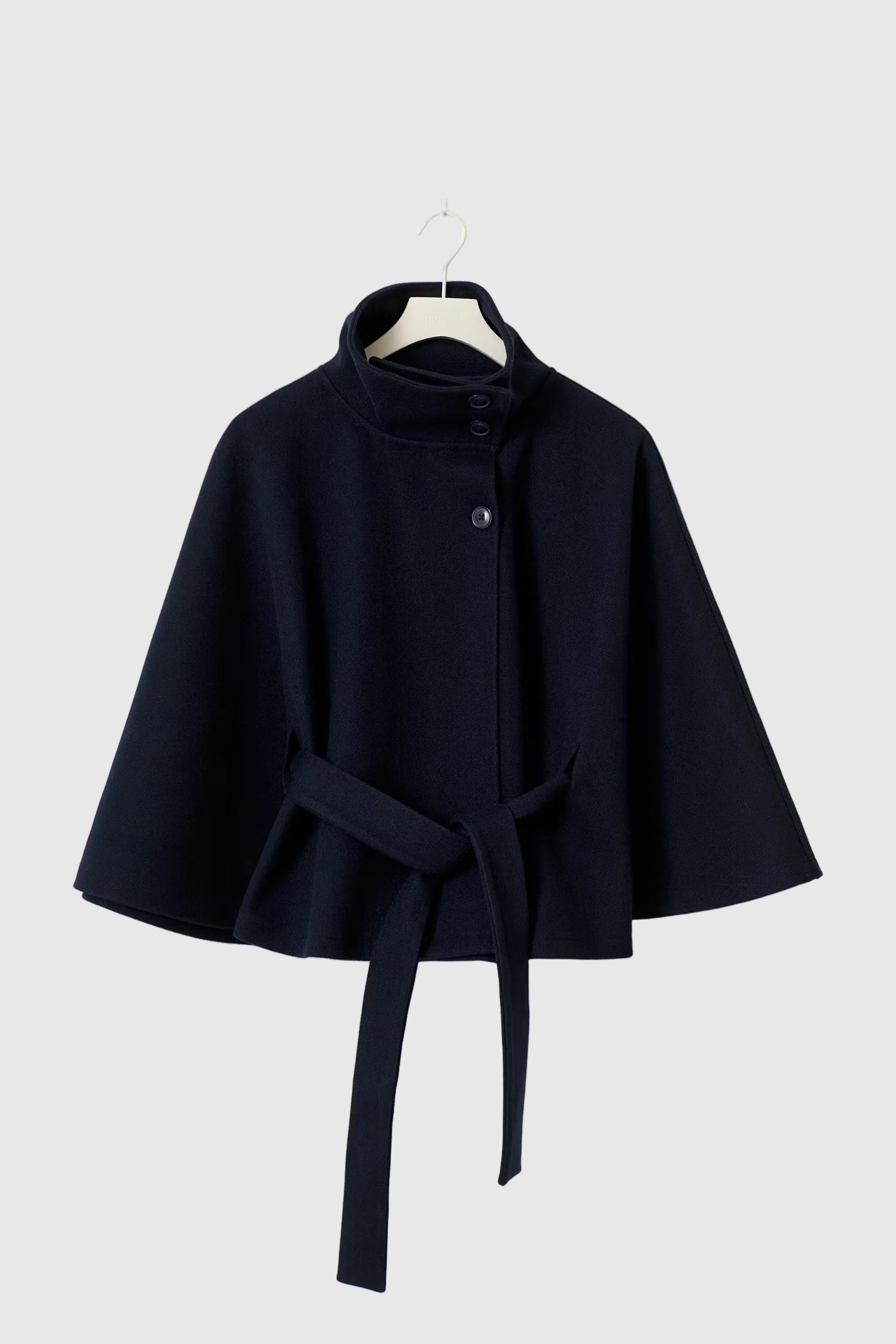 Ivanna Wool Coat Woman – Elegant High Collar with Removable Belt & Casual Cut