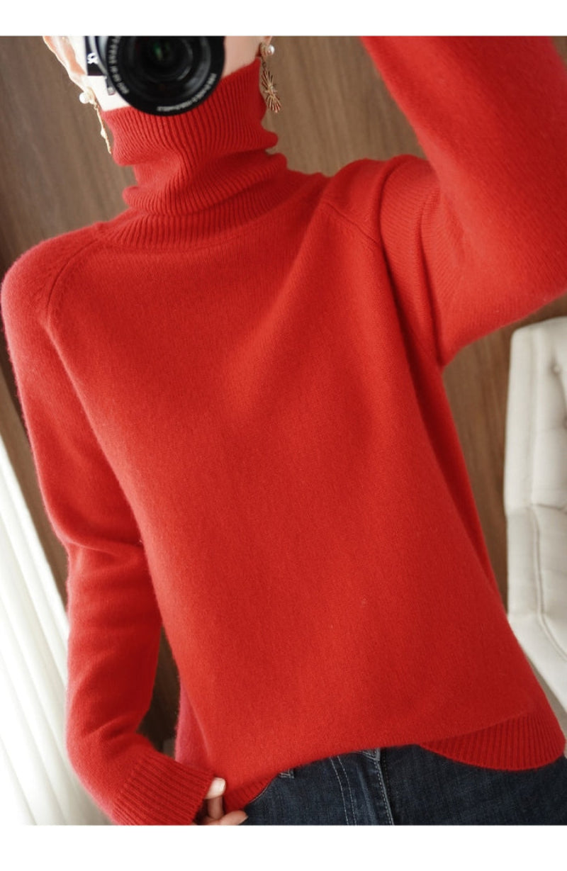 Isadora Women's Cashmere Blend Turtleneck Sweater | Soft & Warm Roll Neck Jumper for Women | Classic Regular Fit Luxury Winter Knitwear