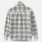Men’s Plaid Long-Sleeve Loose Shirt with Pocket