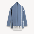 Elegant Women's Wool Cape Jacket With Scarf For Stylish Winter Outings