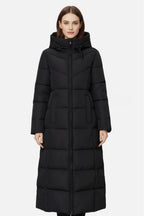 Women's Long Hooded Puffer Coat | Longline Padded Winter Coat for Women | Warm Insulated Hooded Puffer Jacket