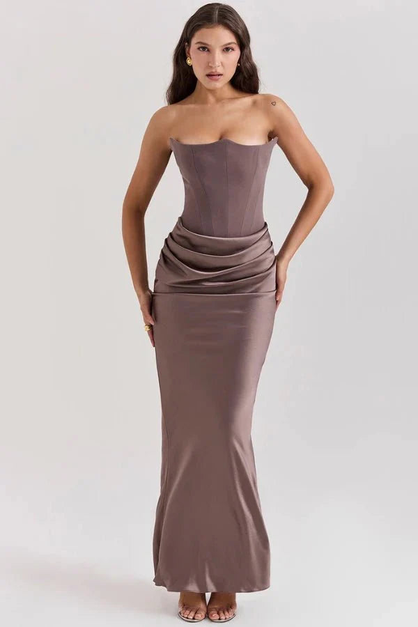 Sloane Women's Satin Bodycon Maxi Dress | Fitted Silhouette | Evening & Smart Casual