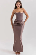 Sloane Women's Satin Bodycon Maxi Dress | Fitted Silhouette | Evening & Smart Casual
