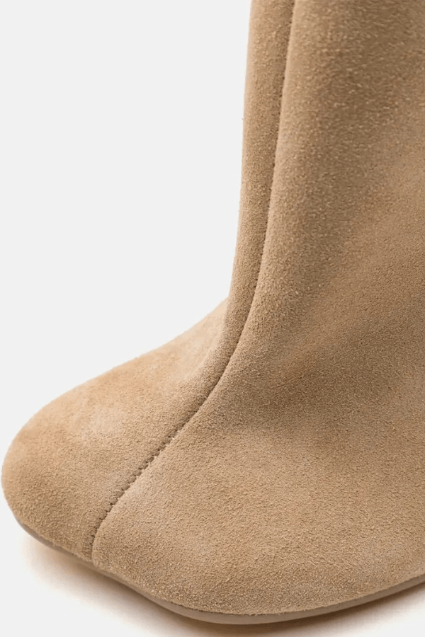 Mela Women's Suede Heeled Boots | Luxury Block Heel Ankle Boots for Women | Smart Casual & Evening Footwear