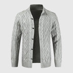 Broderick Men's Thick Cable Knit Cardigan | Warm Wool Blend Chunky Knit Cardigan for Men | Cosy Casual Everyday Heritage Knitwear