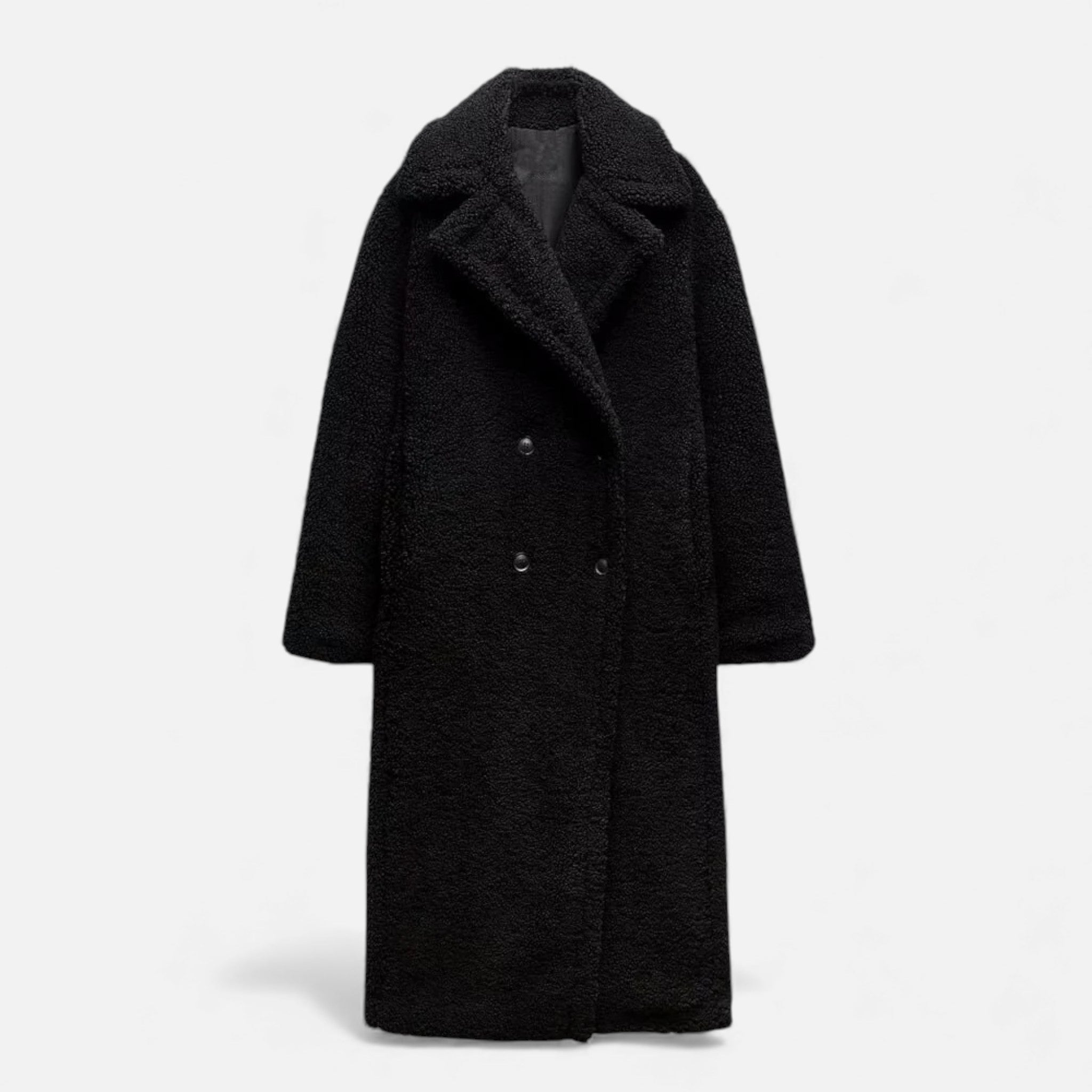 Women’s Long Double-Breasted Teddy Coat