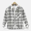 Men’s Plaid Long-Sleeve Loose Shirt with Pocket