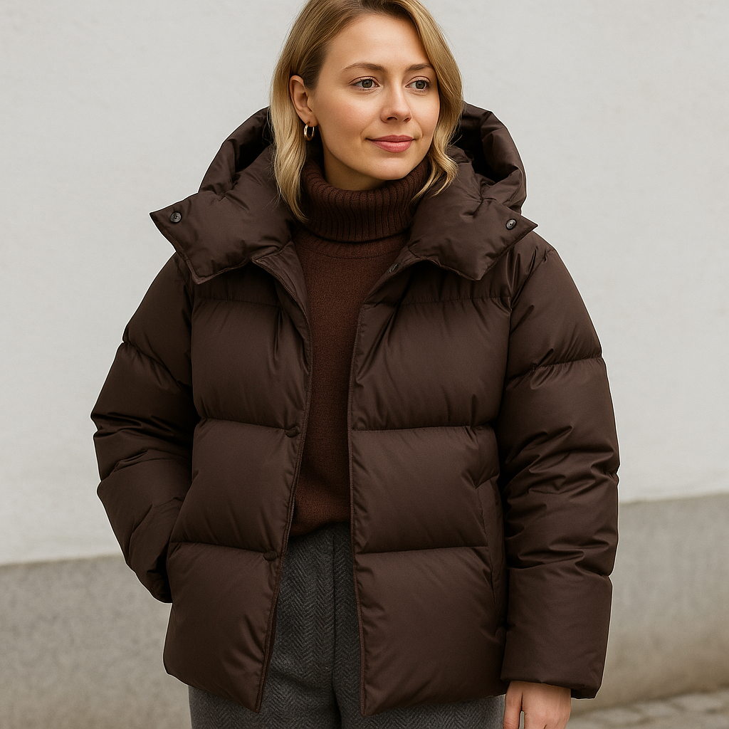 Aminta Women's Mid-Length Quilted Winter Jacket | Hooded Padded Coat for Women