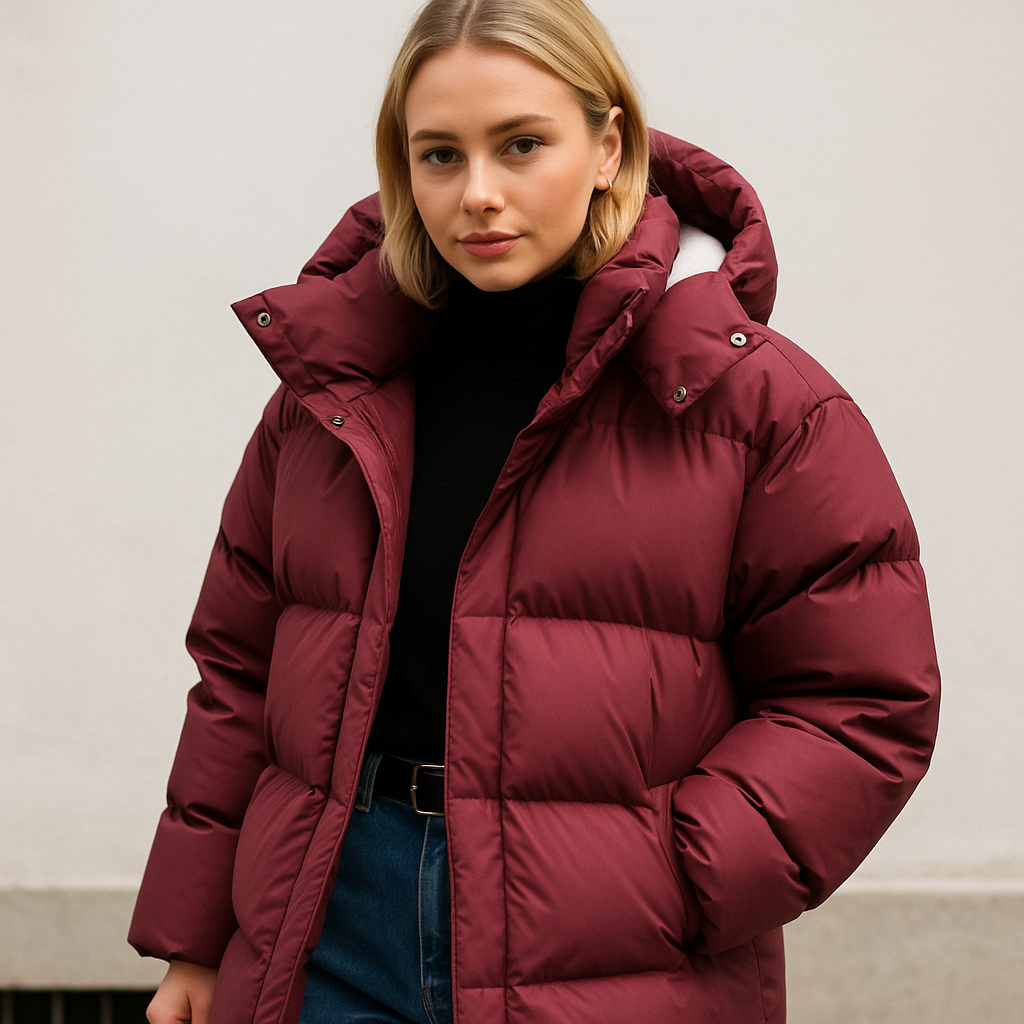 Aminta Women's Mid-Length Quilted Winter Jacket | Hooded Padded Coat for Women