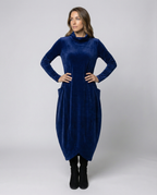 Veloria Women's Velvet Midi Dress with Pockets | Elegant Formal Occasion Dress for Women