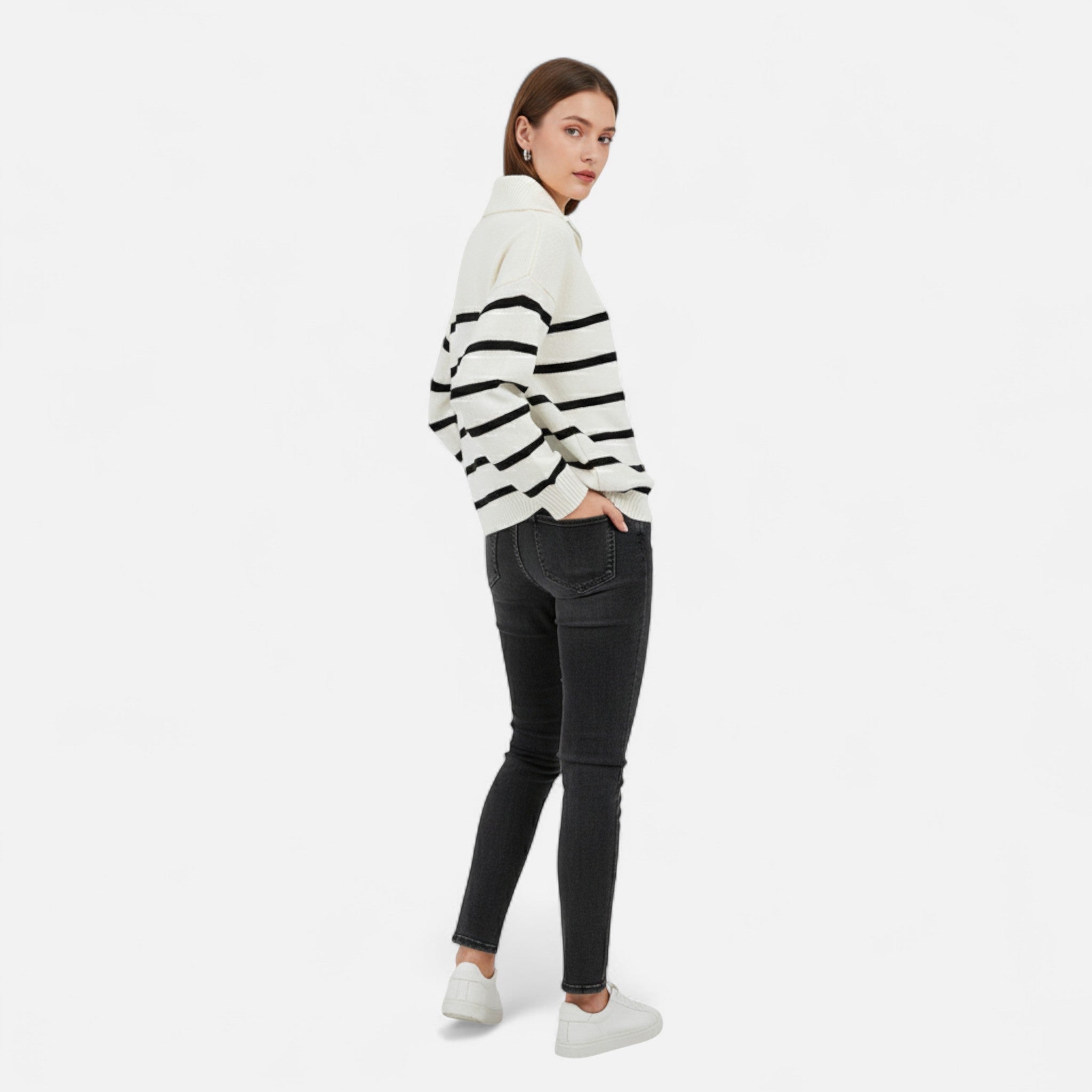 Women's Striped Polo Sweater – Refined Autumn Heritage