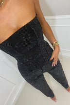 Mckenna Women's Strapless Sequin Jumpsuit | Glitter Bandeau Party Playsuit | Going Out & Evening Wear