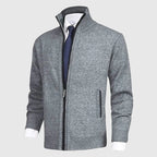 Saber Men's Merino Wool Open Front Cardigan with Turtleneck Collar | Luxury Soft Knit Draped Cardigan