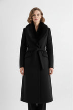 Women’s Long Coat with Faux Fur Collar