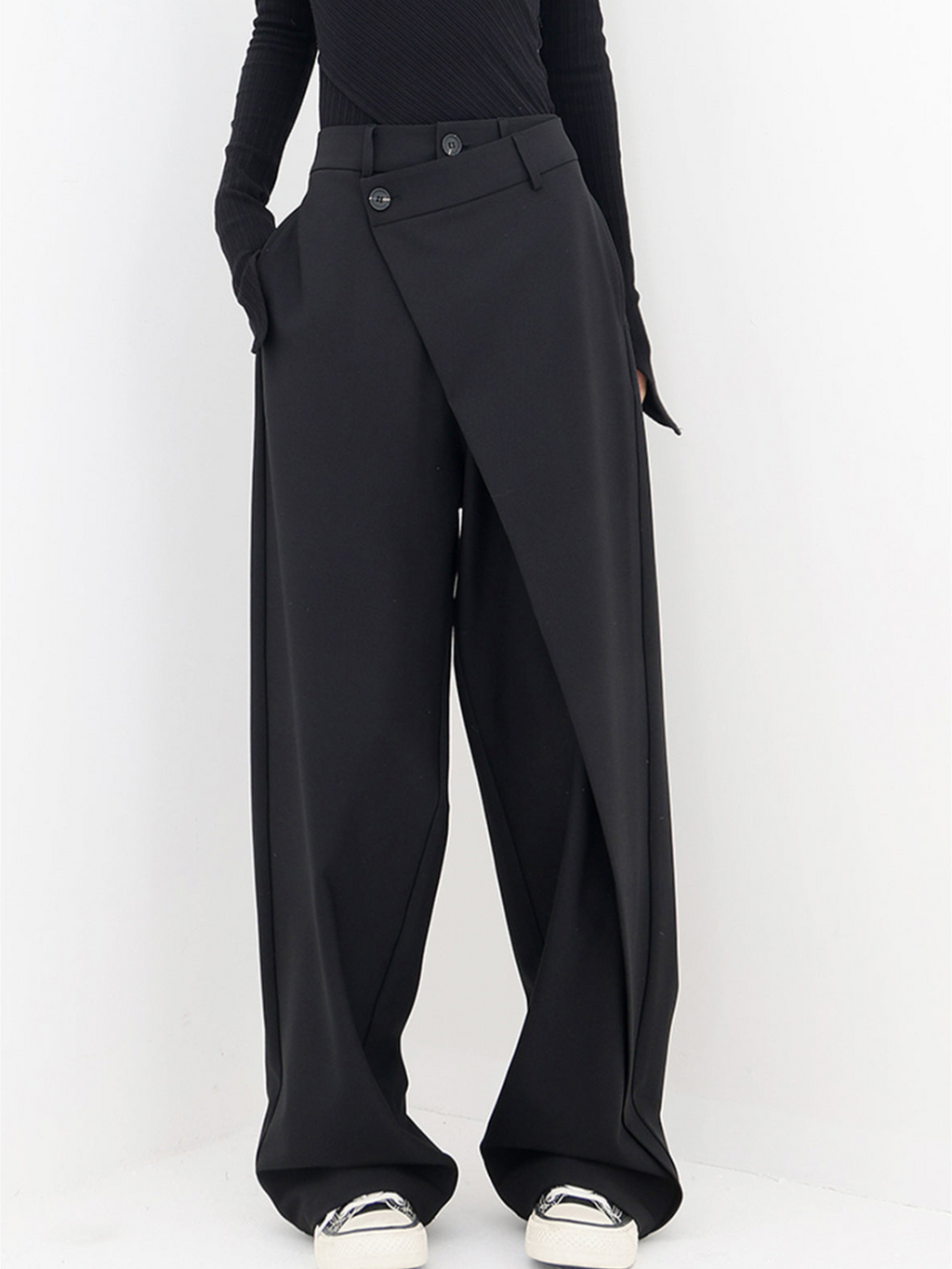 Luciana Women's Elegant Wide Leg Stretch Pants | High-Waisted Jersey Trousers for Women | Casual Everyday Smart Casual Style