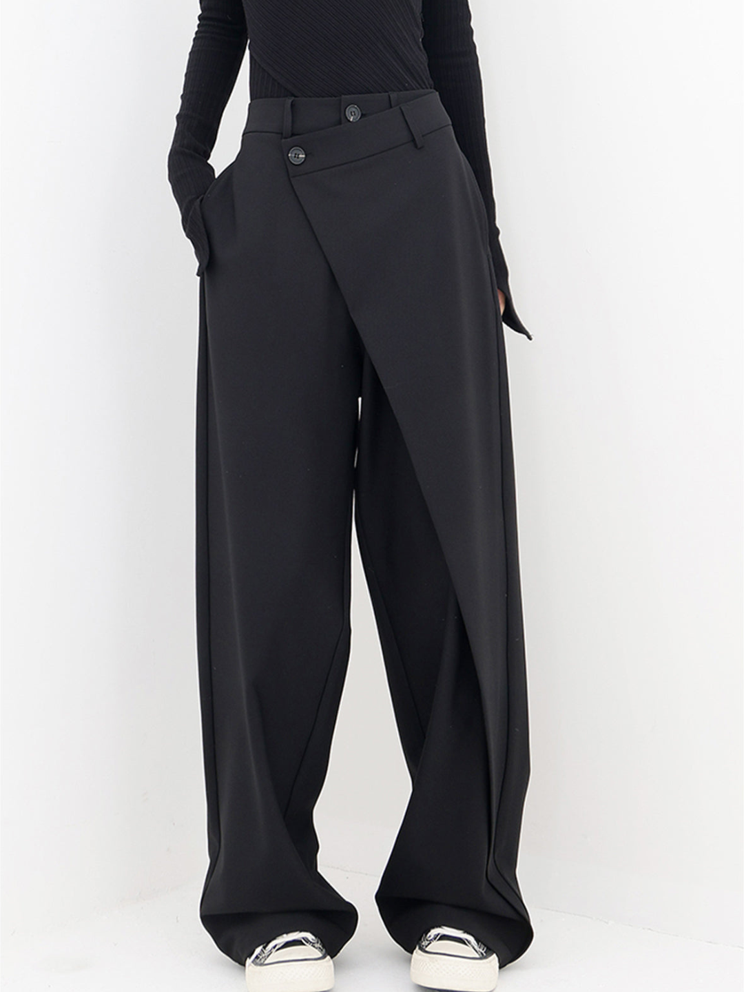 Luciana Women's Elegant Wide Leg Stretch Pants | High-Waisted Jersey Trousers for Women | Casual Everyday Smart Casual Style