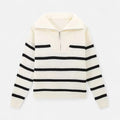 Women's Striped Polo Sweater – Refined Autumn Heritage