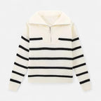 Women's Striped Polo Sweater – Refined Autumn Heritage