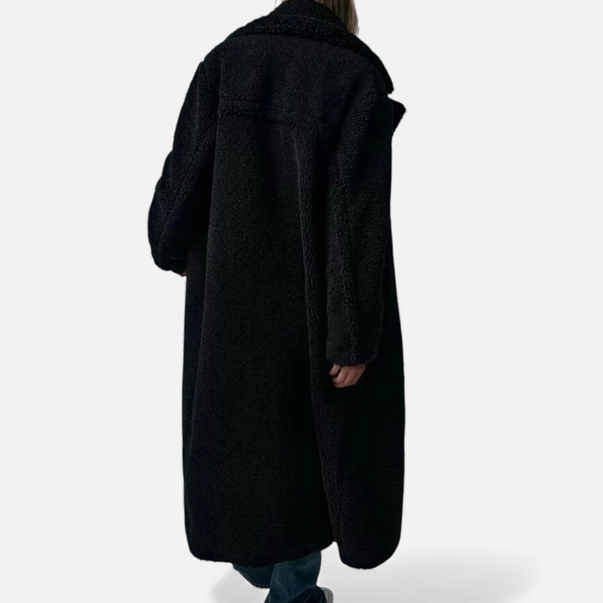 Women’s Long Double-Breasted Teddy Coat