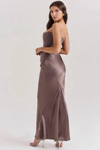 Sloane Women's Satin Bodycon Maxi Dress | Fitted Silhouette | Evening & Smart Casual