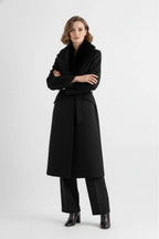 Women’s Long Coat with Faux Fur Collar