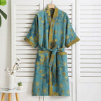 Women's Cotton Kimono Robe | Vintage Print Dressing Gown | Lightweight Loungewear & Holiday Gifting