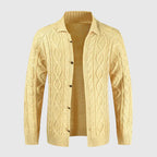 Broderick Men's Thick Cable Knit Cardigan | Warm Wool Blend Chunky Knit Cardigan for Men | Cosy Casual Everyday Heritage Knitwear