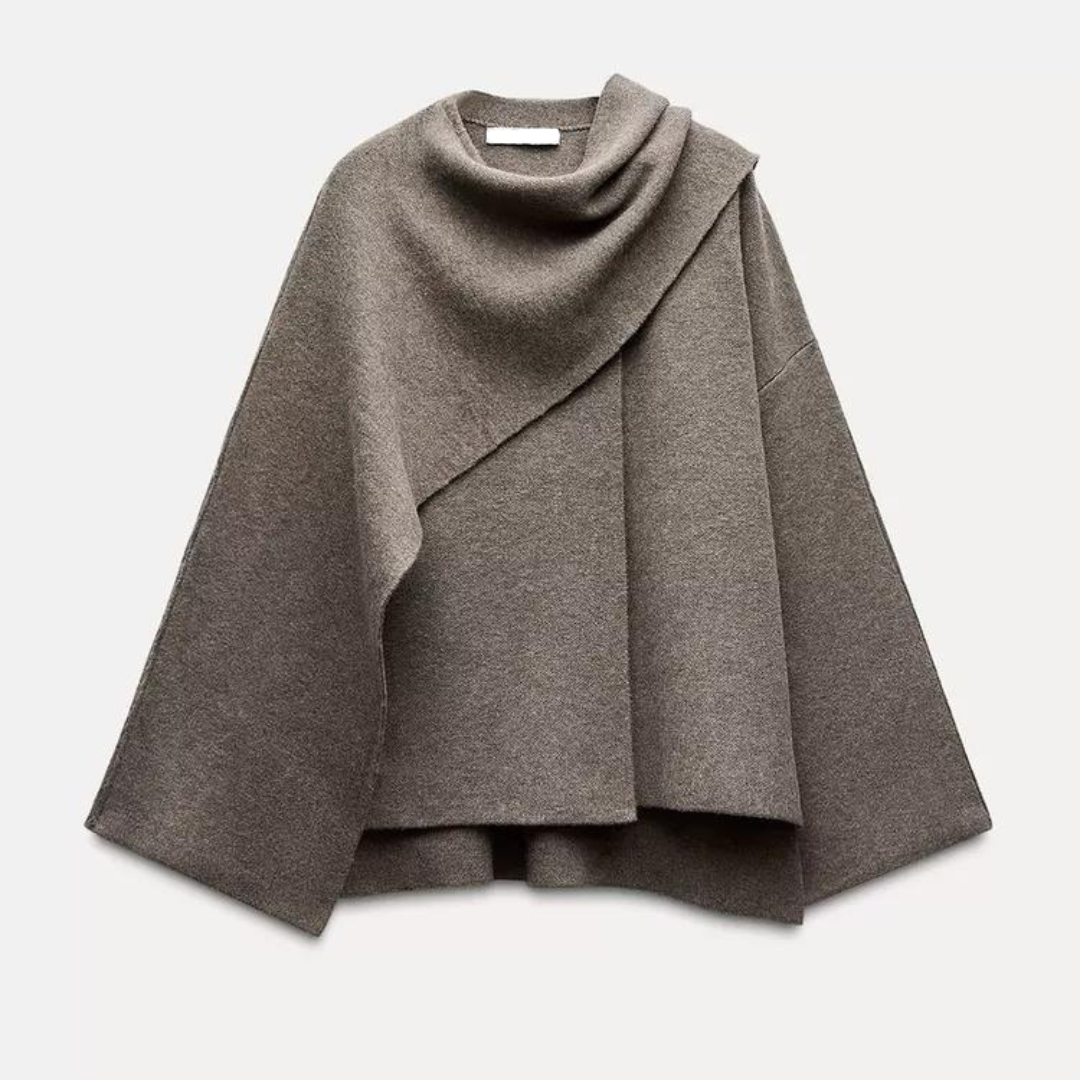 Emma Poncho Woman – Asymmetrical in Wool, Elegant & Ideal for Winter Warmth