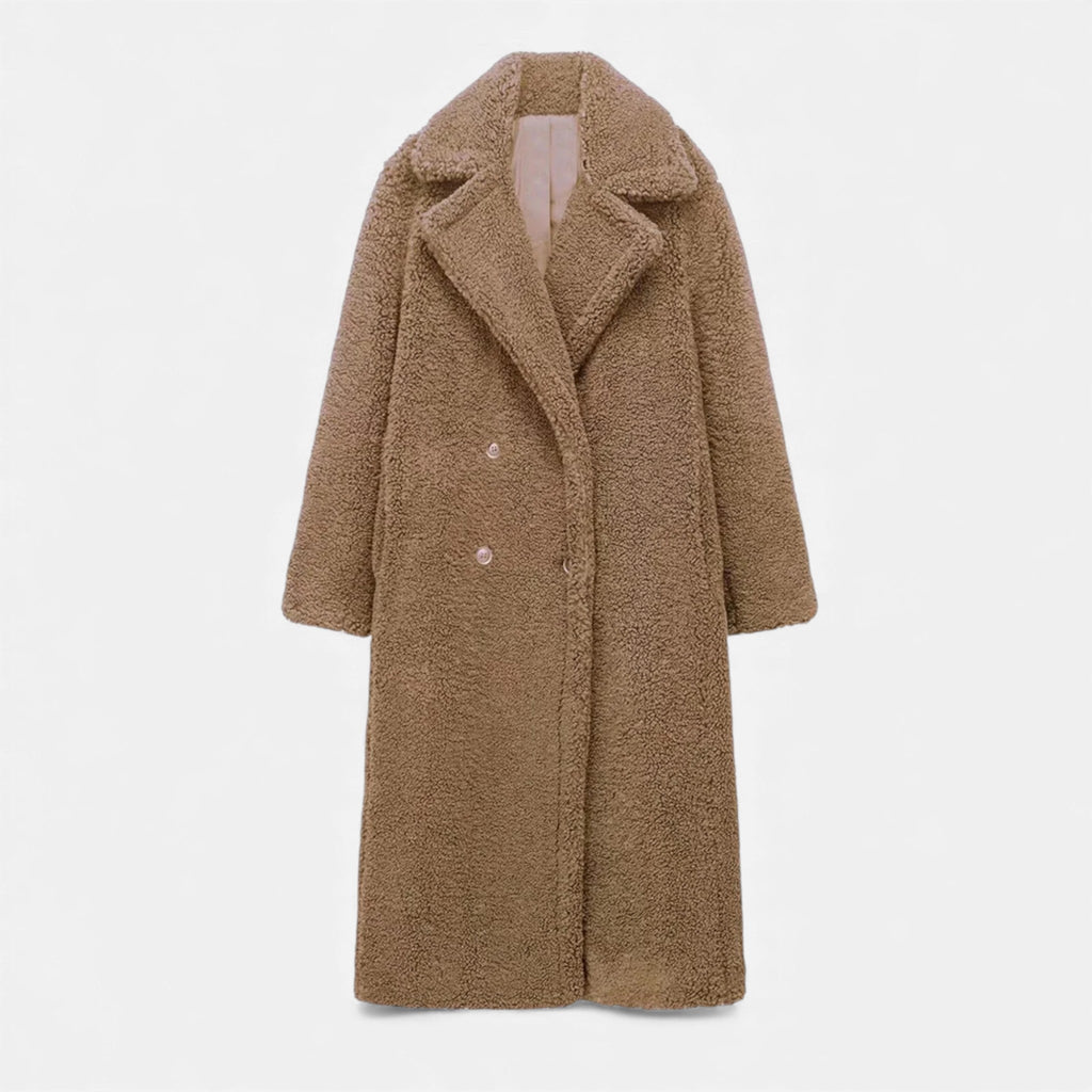Women’s Long Double-Breasted Teddy Coat