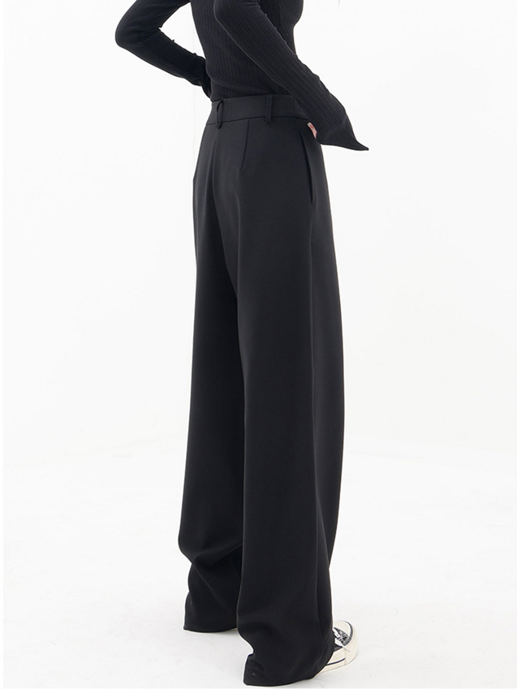 Luciana Women's Elegant Wide Leg Stretch Pants | High-Waisted Jersey Trousers for Women | Casual Everyday Smart Casual Style