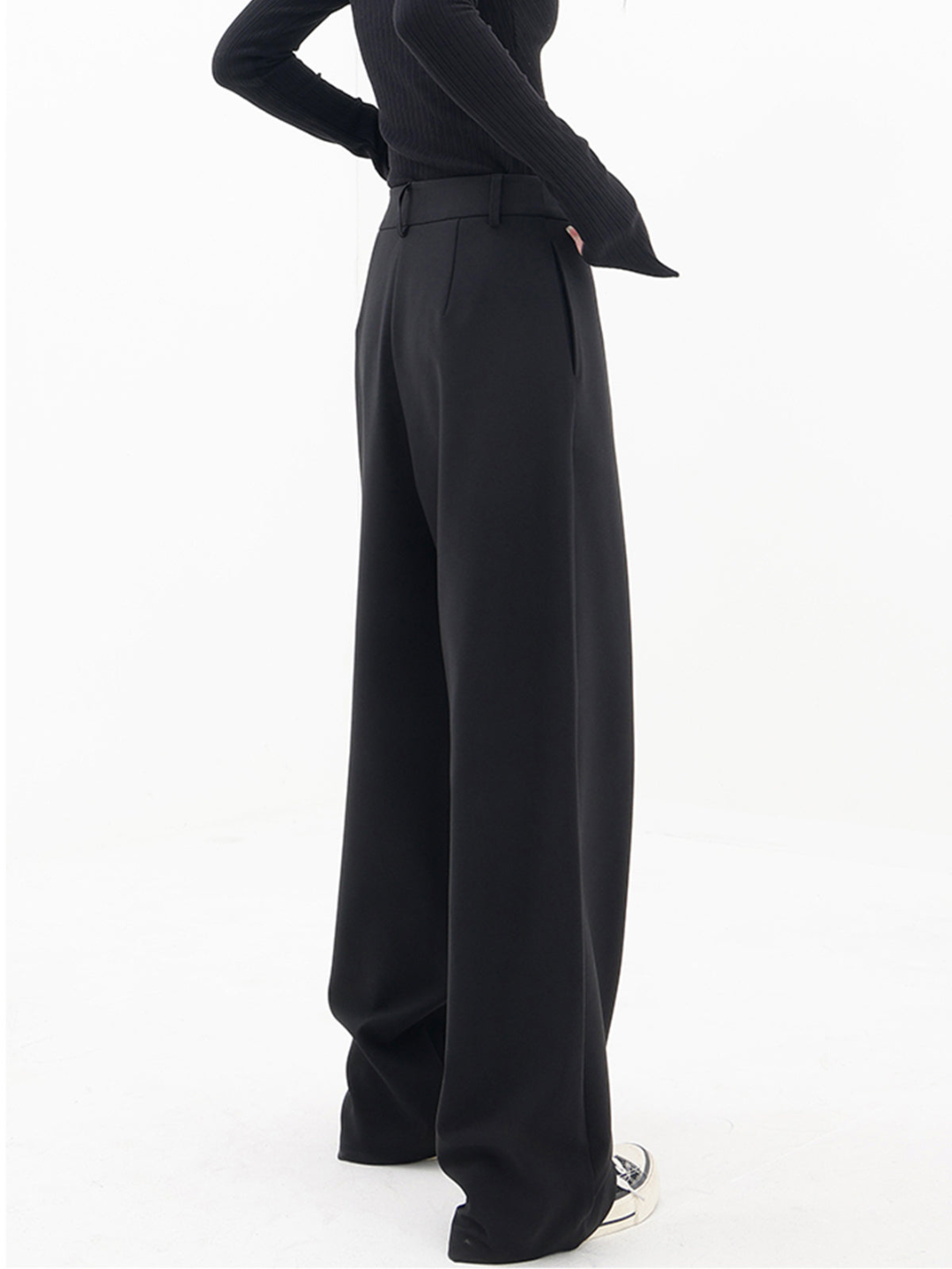Luciana Women's Elegant Wide Leg Stretch Pants | High-Waisted Jersey Trousers for Women | Casual Everyday Smart Casual Style