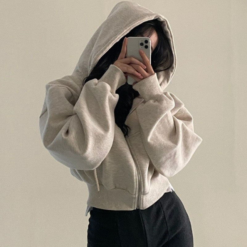Deanne Women's Cropped Zip Up Hoodie | Oversized Fleece Crop Hoodie | Casual Streetwear Everyday