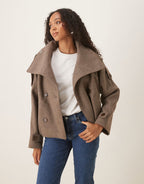 Arielle Women's Classic Wool Blend Peacoat | Chic Tailored Autumn Winter Coat for Women