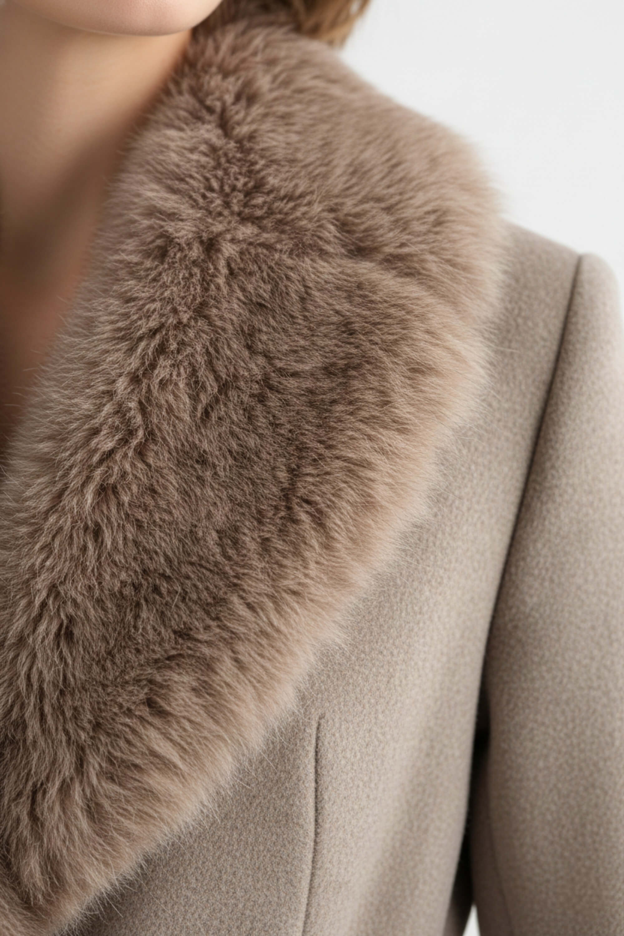 Women’s Long Coat with Faux Fur Collar