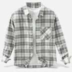Men’s Plaid Long-Sleeve Loose Shirt with Pocket