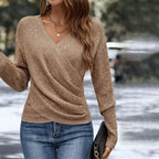 Sirena Women's Solid Color V-Neck Sweater | Soft Cotton Knit V-Neck Jumper for Women | Classic Regular Fit Everyday Knitwear