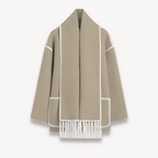 Elegant Women's Wool Cape Jacket With Scarf For Stylish Winter Outings