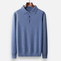 Marcello Men's Merino Wool Blend Long Sleeve Polo Sweater | Luxury Soft Knit Polo Shirt for Men | Smart Casual Everyday Knitwear