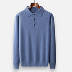 Marcello Men's Merino Wool Blend Long Sleeve Polo Sweater | Luxury Soft Knit Polo Shirt for Men | Smart Casual Everyday Knitwear