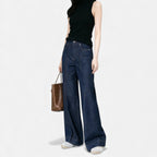 Savannah Women's High-Waist Wide Leg Cotton-Blend Jeans | Mid Wash Wide Leg Denim Jeans for Women | Casual Everyday Retro Flared Denim Style
