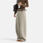 Florentina Women's High-Waist Wide Leg Cotton Trousers | Elegant Flowing Wide Leg Pants for Women | Casual Everyday Smart Casual Style