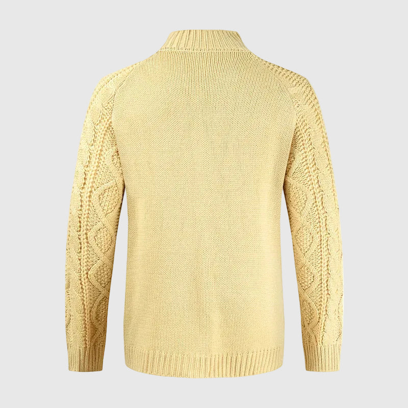 Broderick Men's Thick Cable Knit Cardigan | Warm Wool Blend Chunky Knit Cardigan for Men | Cosy Casual Everyday Heritage Knitwear