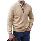 Aldric Men's Cashmere Cotton Half-Zip Jumper | Luxury Soft Zip Neck Knitwear for Men