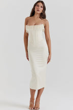 Sharlene Women's Satin Bodycon Midi Dress | Going Out Occasion Dress | Wedding Guest & Evening