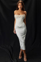 Sharlene Women's Satin Bodycon Midi Dress | Going Out Occasion Dress | Wedding Guest & Evening
